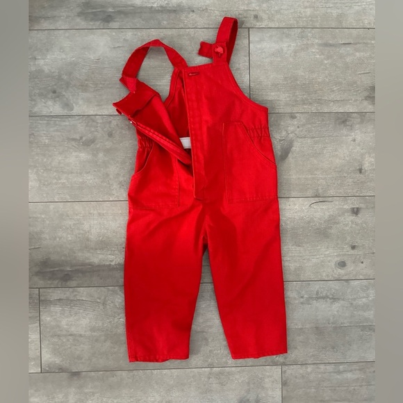Vintage Rob Roy Bibo Bright Red Overalls 18 months Car buttons Euc - Picture 10 of 16